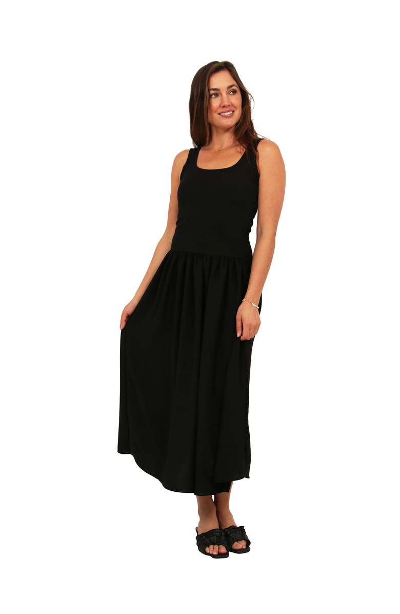 24seven Comfort Apparel Womens Essential Sleeveless Scoop Neck A-Line Pocket Maxi Dress, Main, color, Black