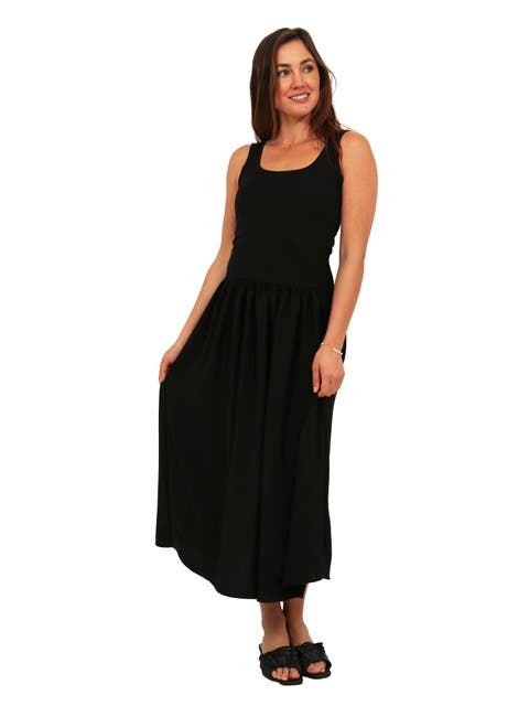 Womens Essential Sleeveless Scoop Neck A-Line Pocket Maxi Dress