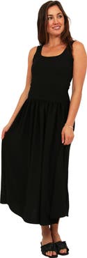 24seven Comfort Apparel Womens Essential Sleeveless Scoop Neck A-Line Pocket Maxi Dress