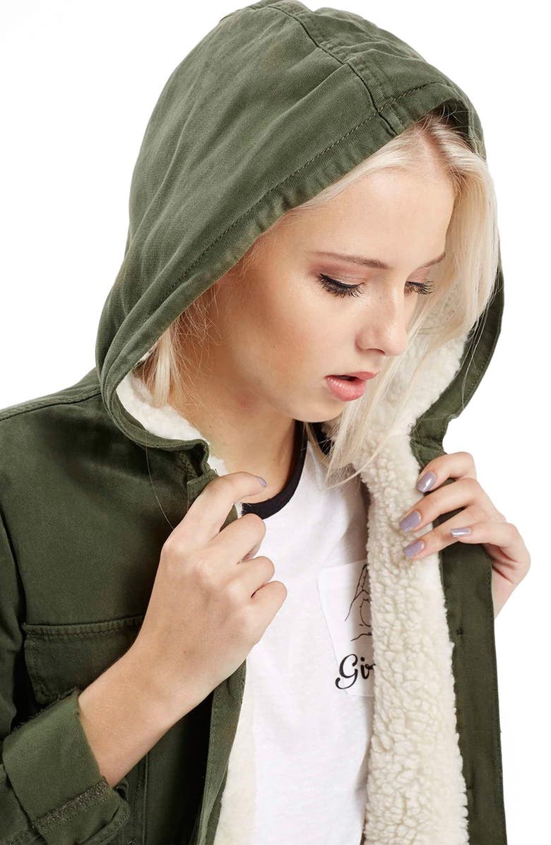 Topshop 'Esme' Faux Fur Lined Parka, Alternate, color, 