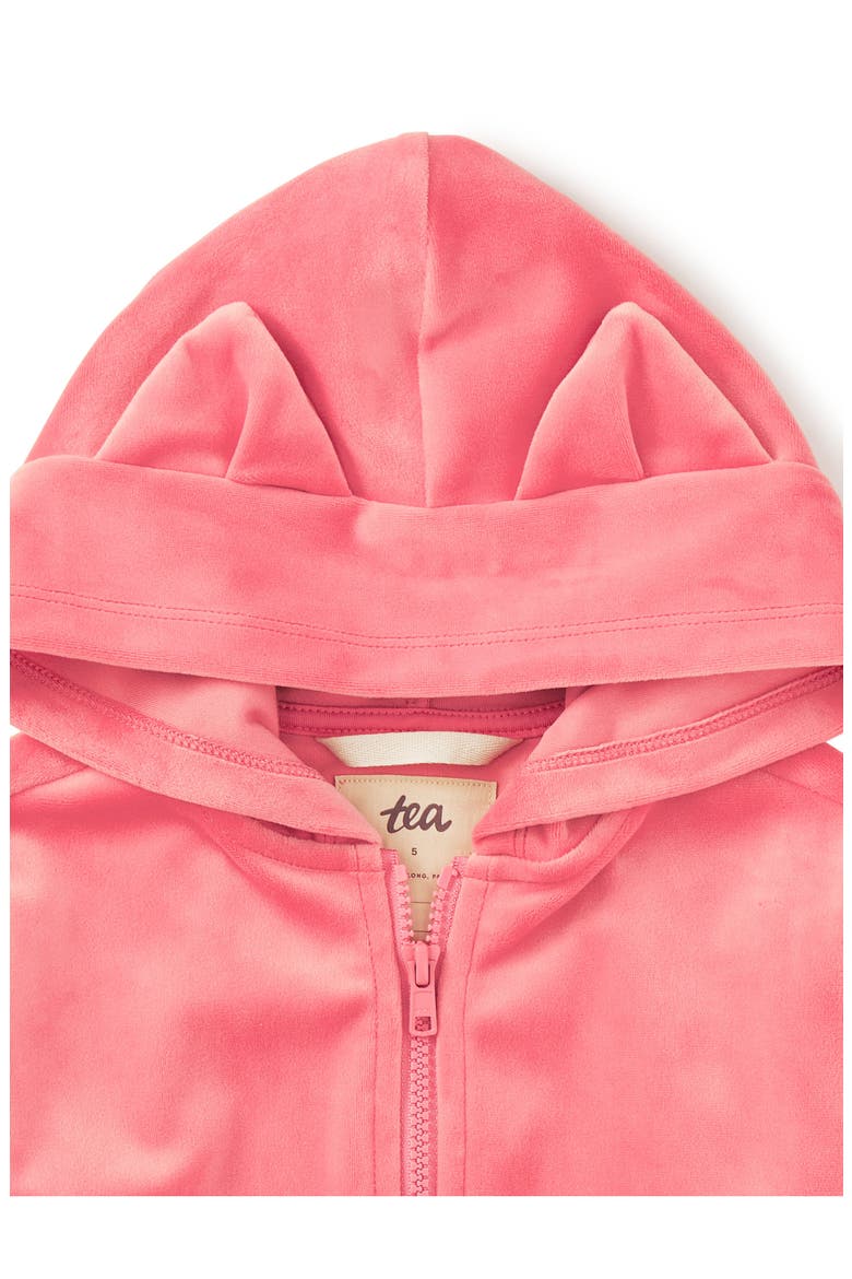 Cat Ears Velour Hoodie, Alternate, color, Mauveglow