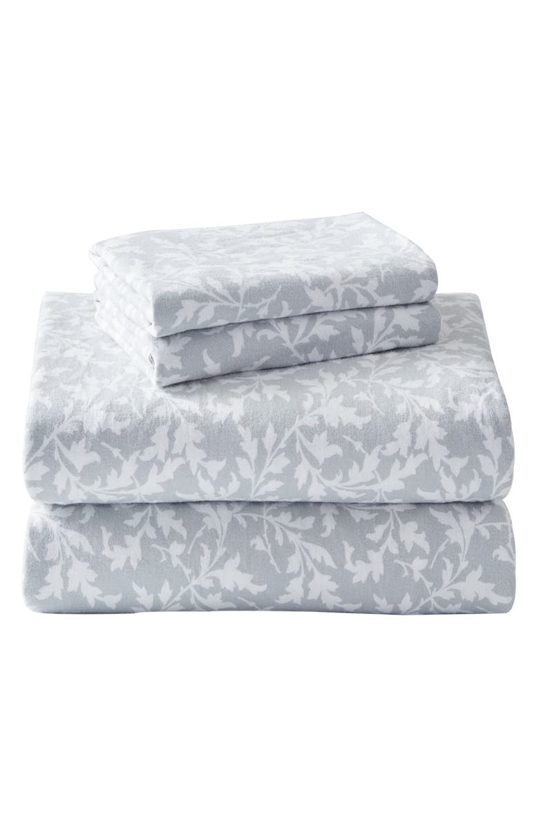 Laura Ashley Crestwood Cotton Flannel Sheet Set, Alternate, color, Lt-Pastel Grey