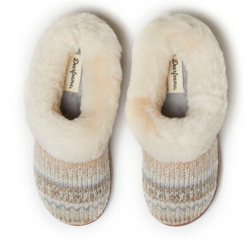 Dearfoams Hannah Festive Knit Clog Slipper In Brown