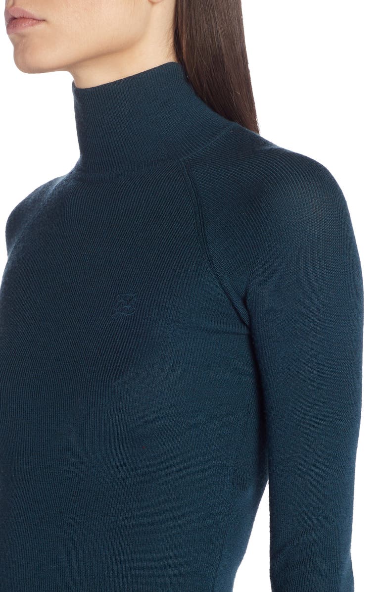 Fendi High Neck Rib Wool Blend Sweater, Alternate, color,