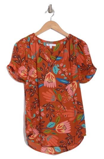 Dr2 By Daniel Rainn Daniel Rainn Pinch Sleeve Blouse In M071 Brown