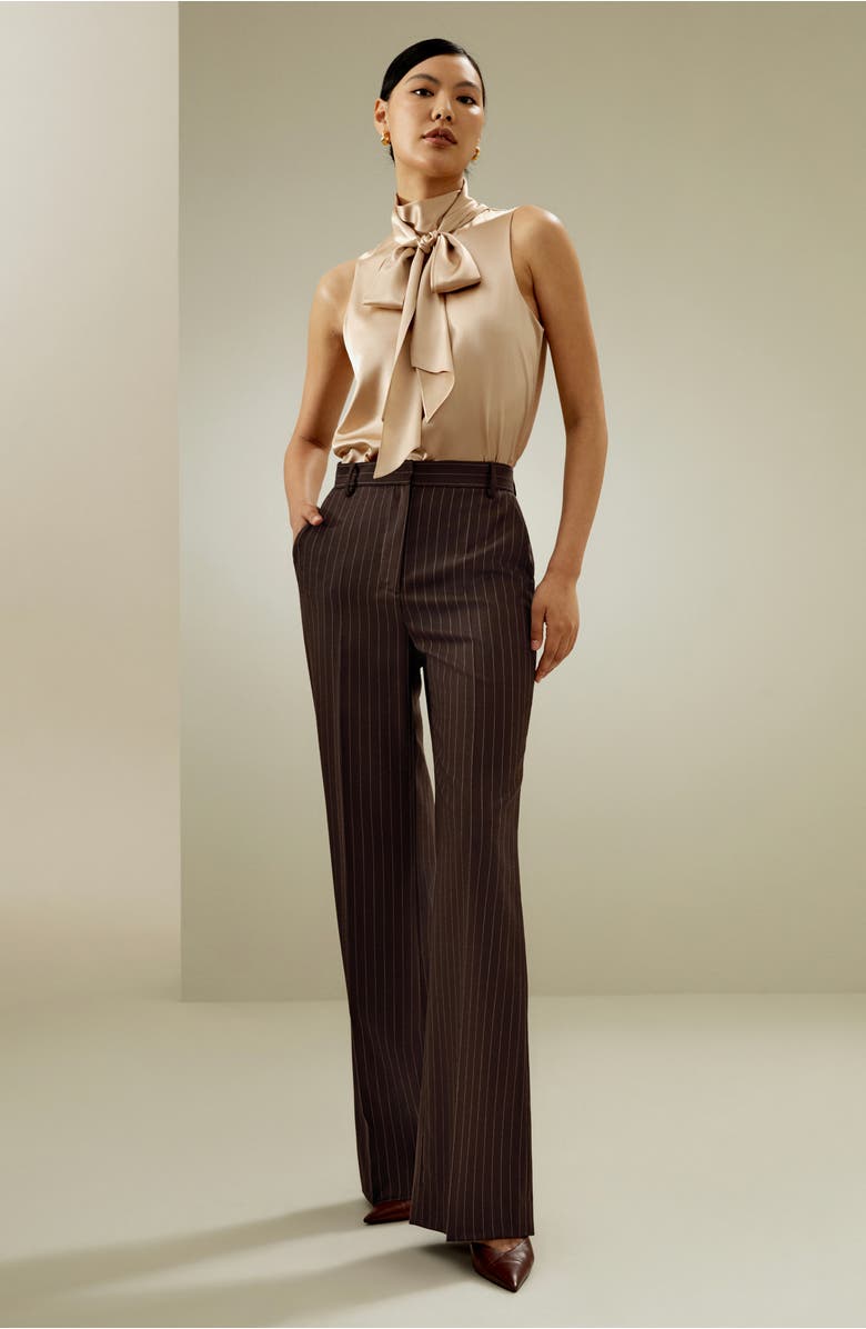 Lilysilk Sleeveless Tie-Neck Silk Blouse, Alternate, color, Light Camel