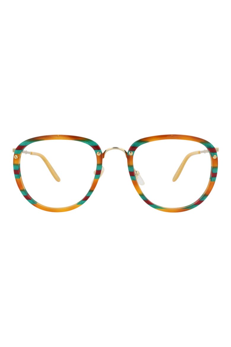 54mm Round Optical Glasses, Main, color, HAVANA GOLD TRANSPARENT