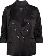 Tahari ASL Crinkle Satin Faux Double Breasted Jacket
