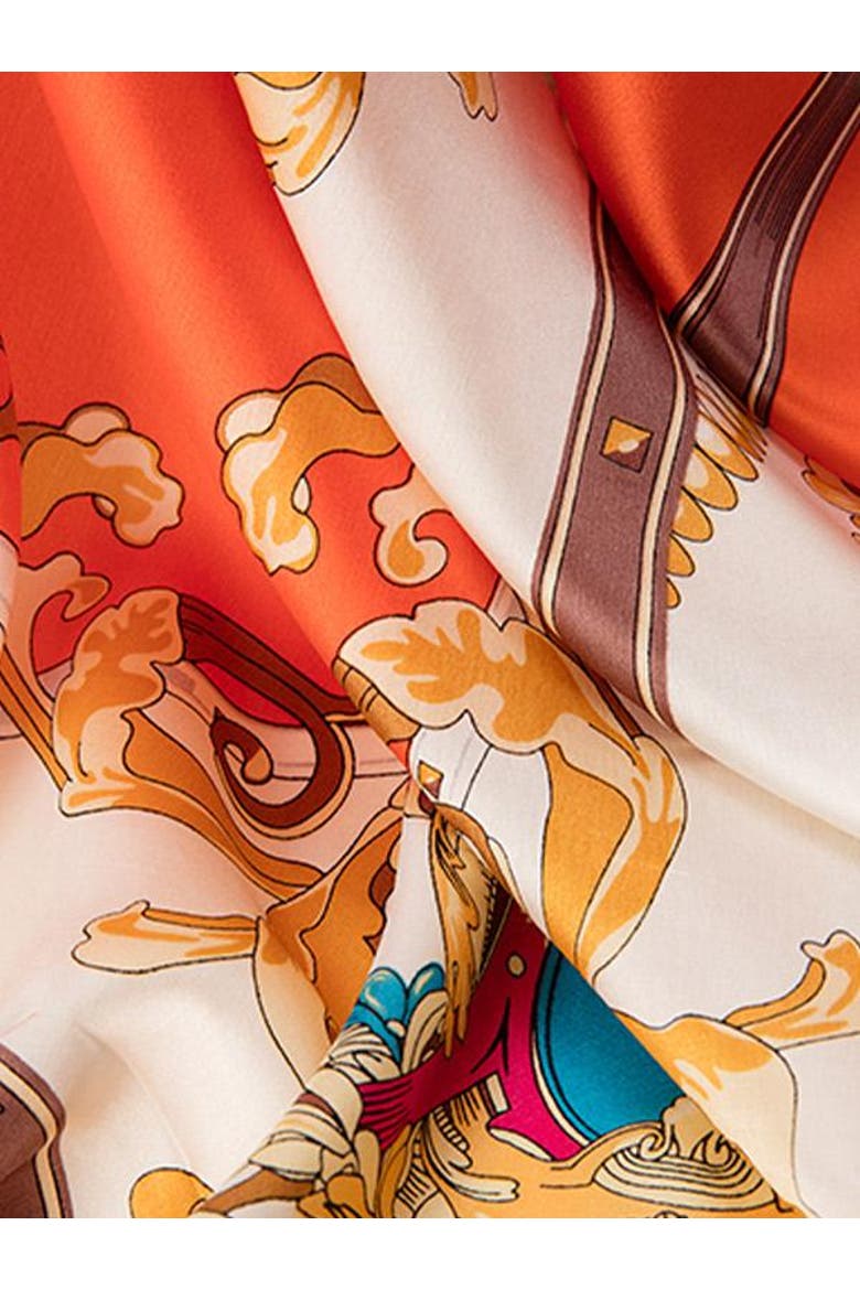 Silk Bloom Square Scarf, Alternate, color, Orange
