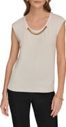 Donna Karan New York Coil Cap Sleeve Sweater