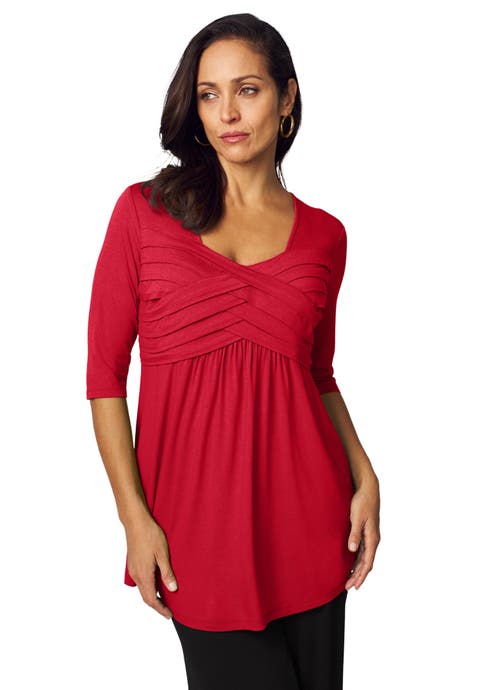 Stretch Knit Pleated Tunic (Plus Available)