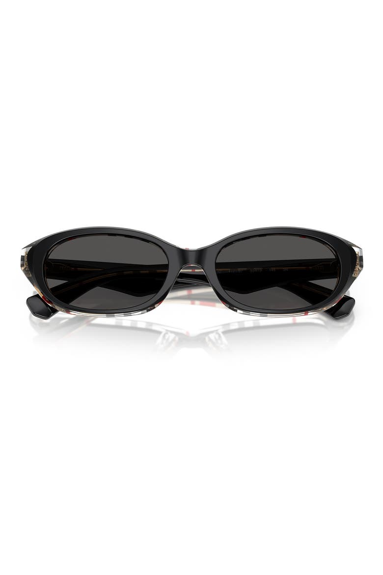 55mm Oval Sunglasses, Alternate, color, BLACK CHECK