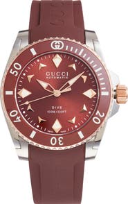 Gucci Dive Automatic Rubber Strap Watch, 36mm