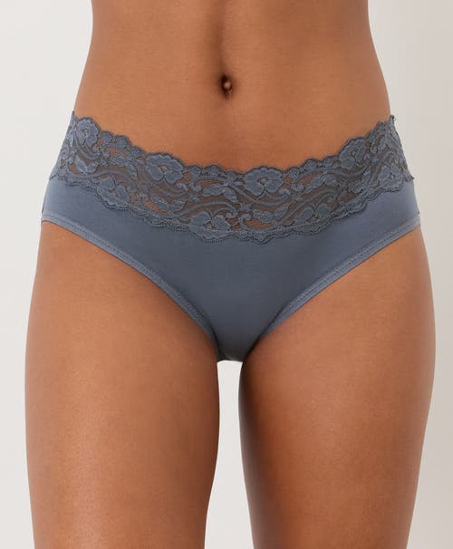 Pact Lace Waist Brief 3-pack Made With Organic Cotton In Blue