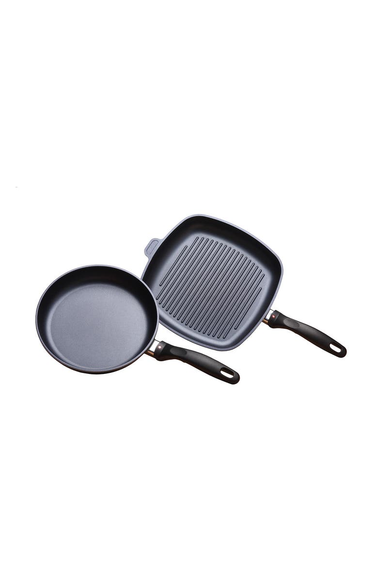 Swiss Diamond 2 Piece Cookware Set - Fry Pan and Grill Pan, Main, color, Black