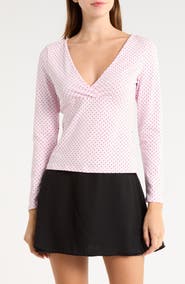Madden Girl Surplice Neck Long Sleeve Top