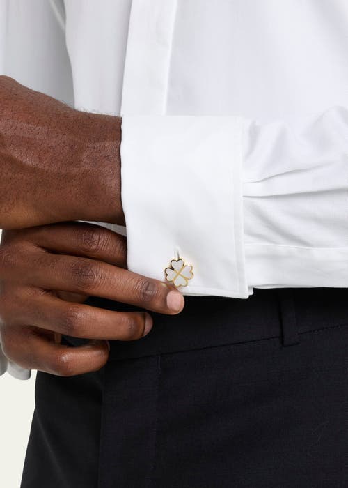 Jan Leslie Four Leaf Clover Sterling Silver Gold Vermeil Cufflinks In Gold