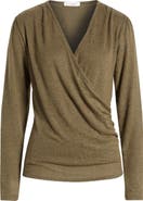 Loveappella Long Sleeve Faux Wrap Top