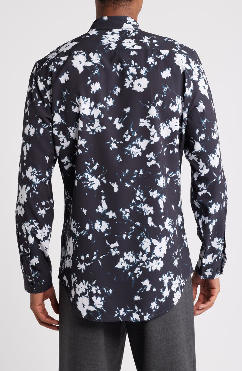 Open Edit Extra Trim Fit Floral Stretch Button-Up Shirt, Alternate, color,