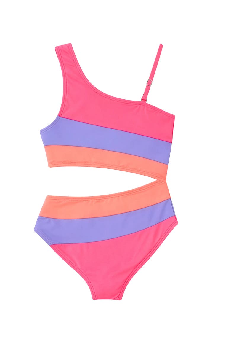 Stripe One Piece Swimsuit with Cutout, Alternate, color, Pink Multi