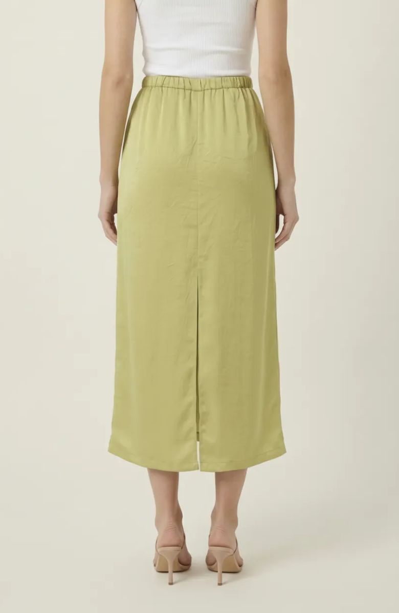 Modenaire Midi Skirt, Alternate, color, Chartreuse