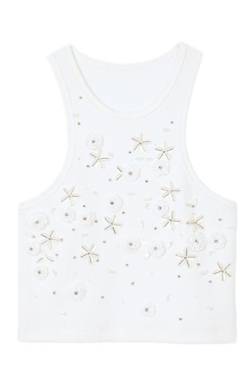 Sandro Oasis Embellished Racerback Tank Top In White