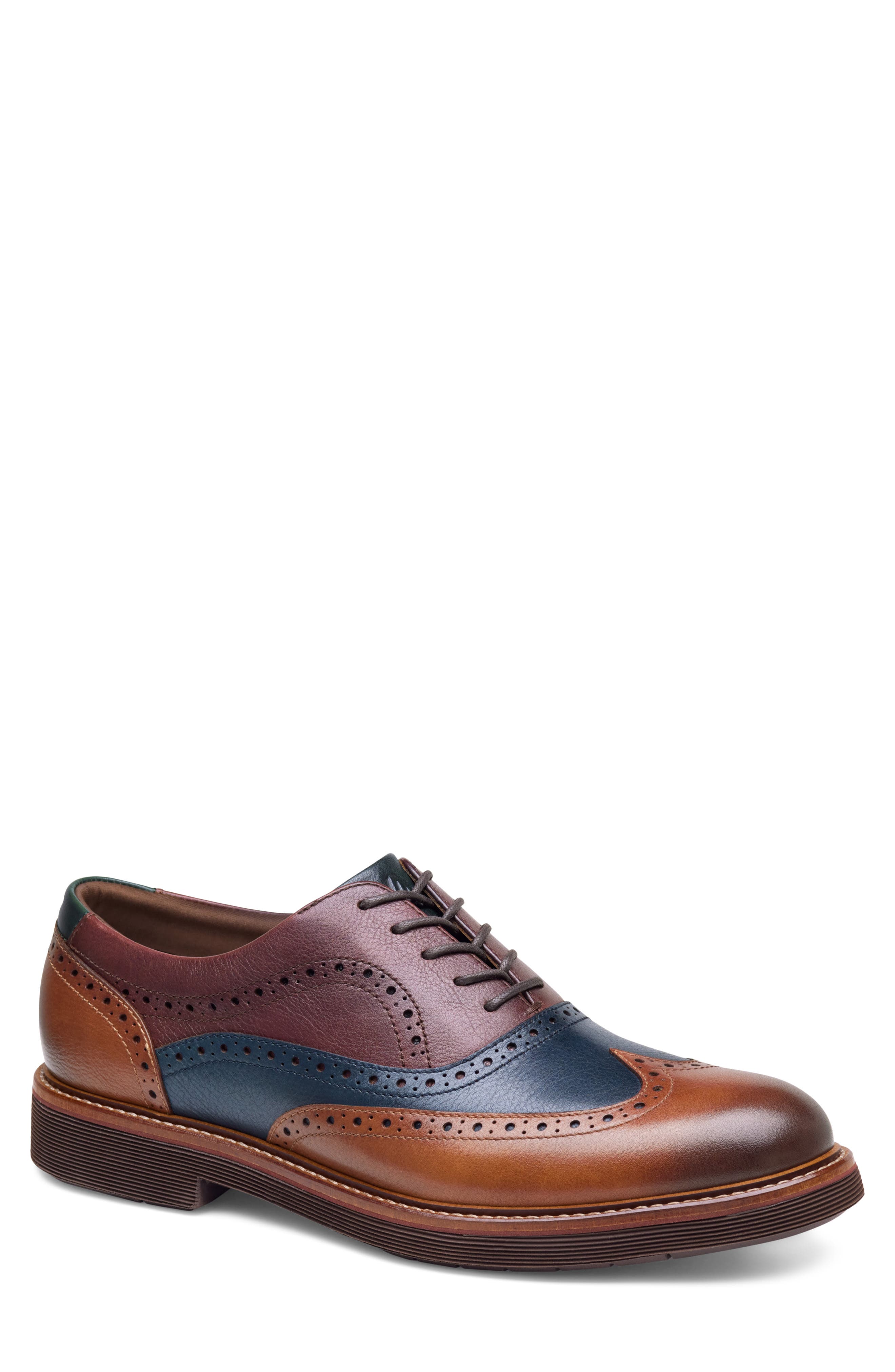 Tyson Wingtip Oxford, Main, color, TAN/ NAVY/ BURGUNDY