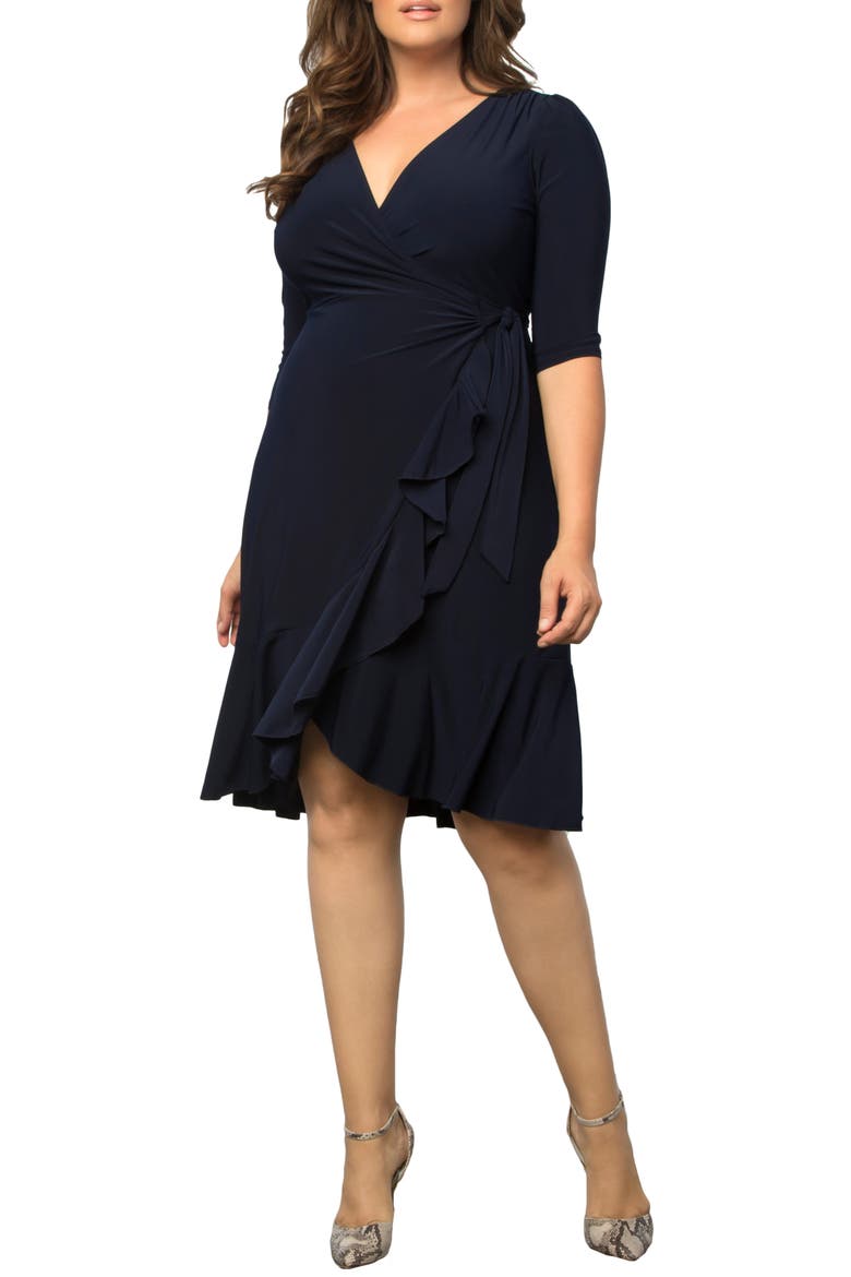 Whimsy Wrap Dress, Main, color, NAVY BLUE
