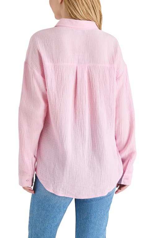 Steve Madden Gauze Button-up Shirt In Pink Lemonade