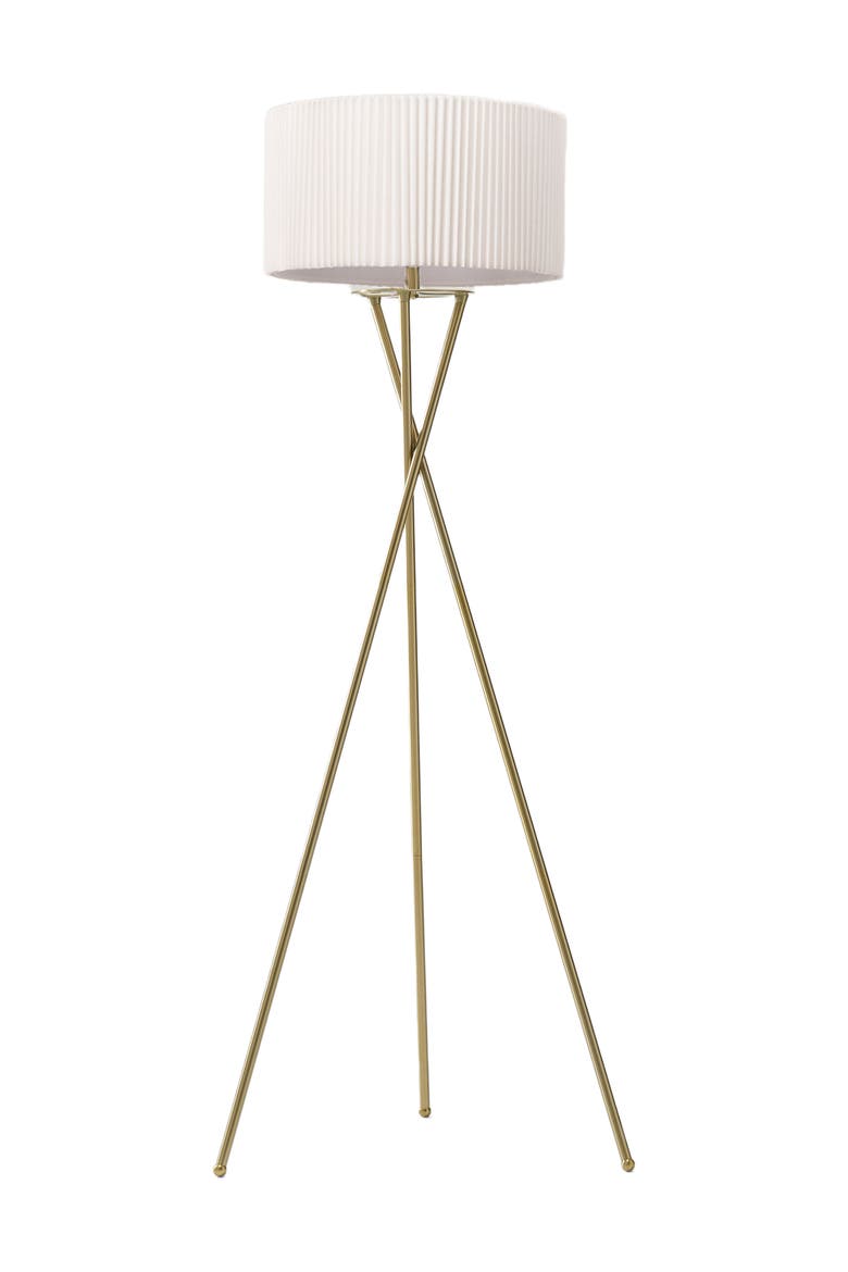 Jaxon Pleated 60" Smart Home Compatible LED Twisted Tripod Floor Lamp, Bulb Included, Main, color, Polished Gold