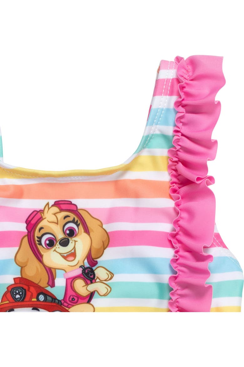 Sleeveless One Piece Bathing Suit, Alternate, color, Pastel Pink Stripe
