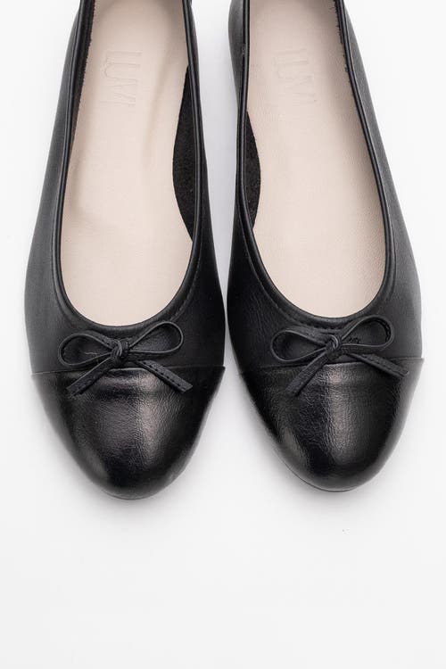 Forever & Always Shoes Rayne Cap Toe Leather Ballet Flats In Black Leather