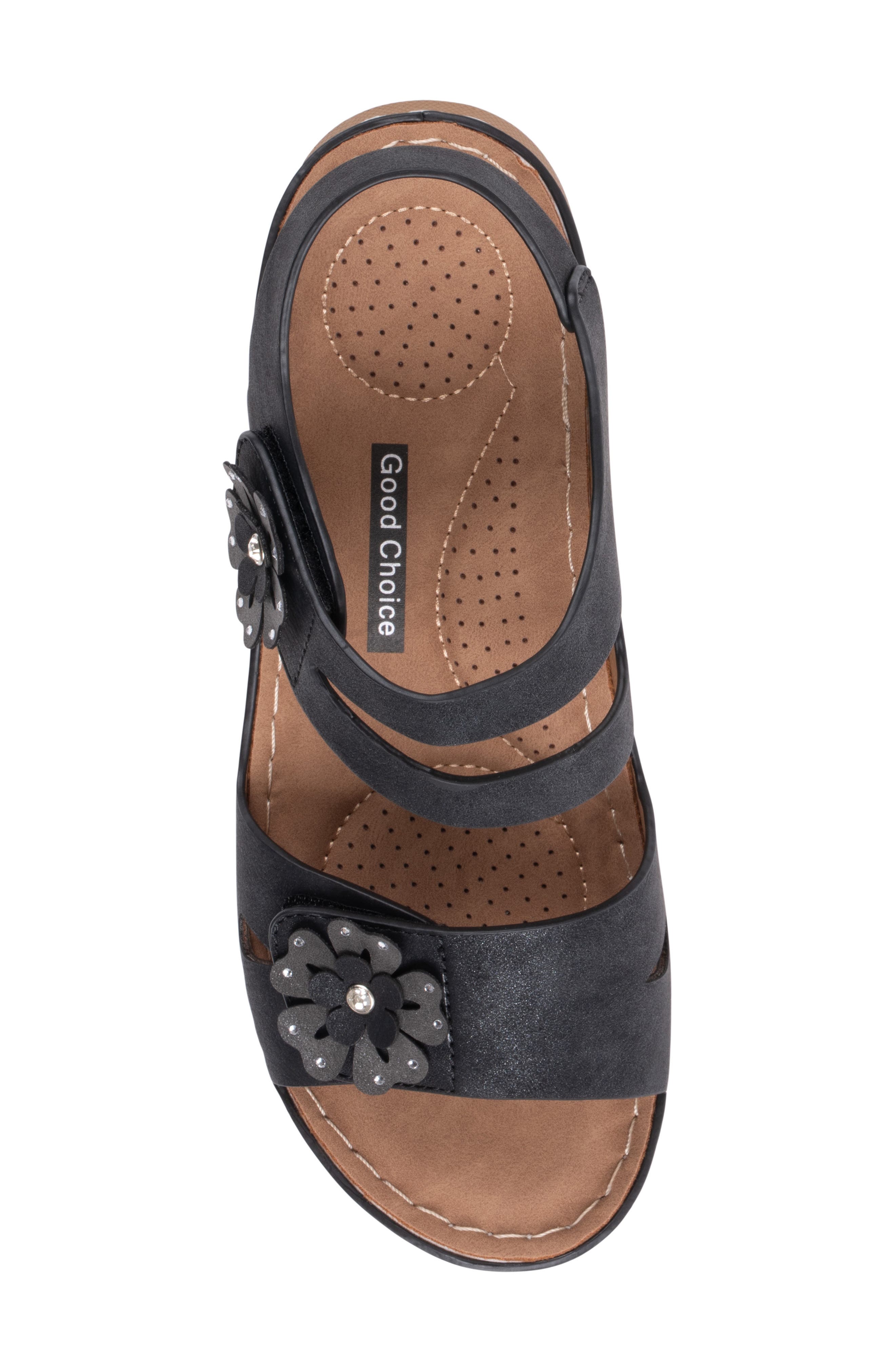 GOOD CHOICE NEW YORK Cadance Flower Sandal, Alternate, color, Black
