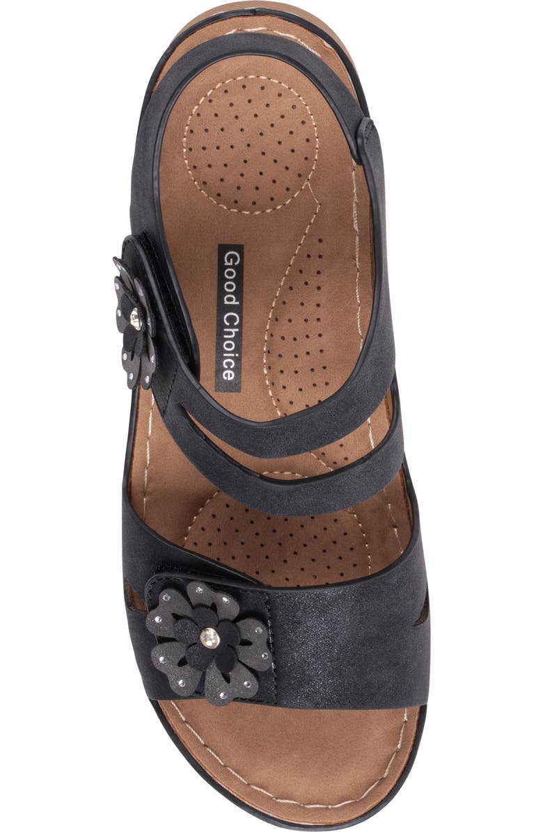 GOOD CHOICE NEW YORK Cadance Flower Sandal, Alternate, color, Black