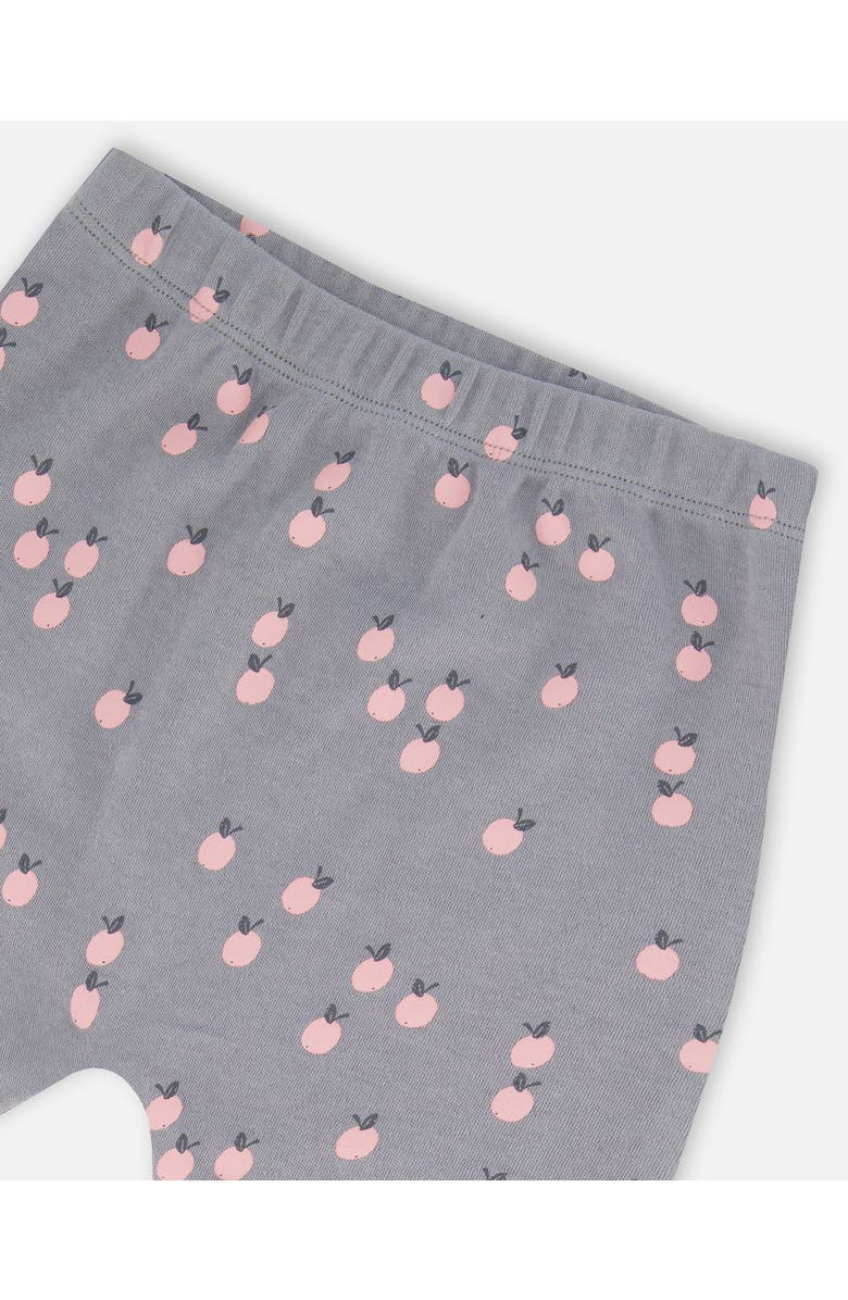 Deux par Deux Baby Girl's Printed Organic Cotton Top And Pants Set Gray With Apples, Alternate, color, 