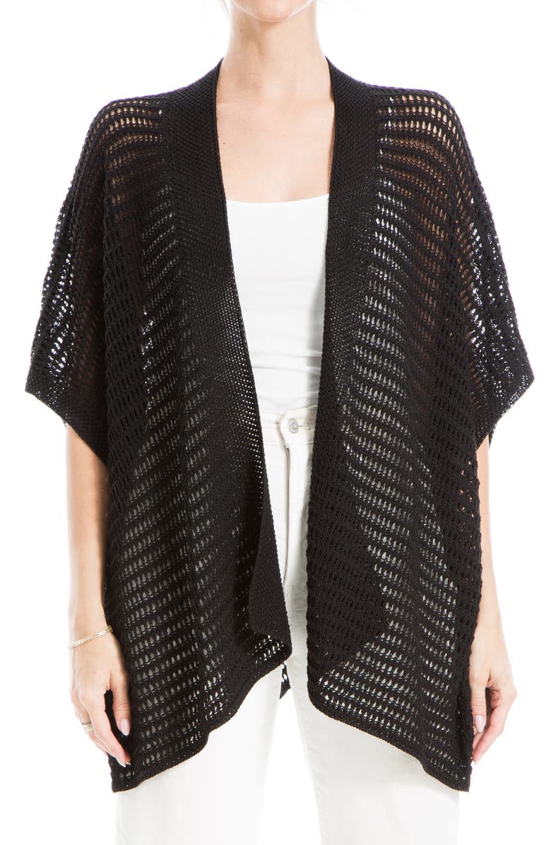 MAX STUDIO Open Weave Cardigan, Main, color, Black