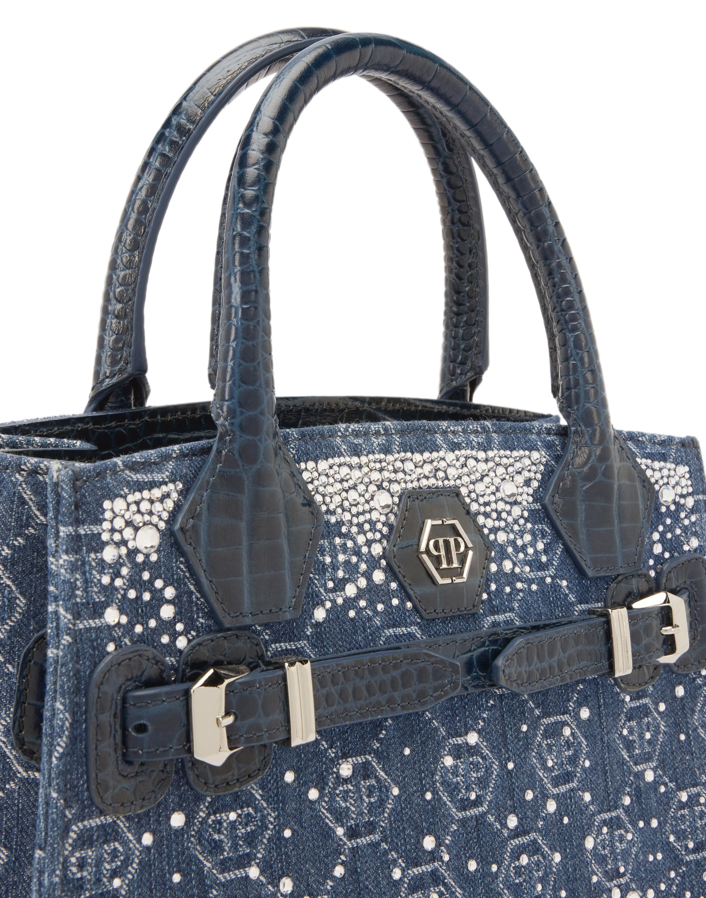 Small Shopper Bag Monogram Strass Women, Alternate, color, lightblue