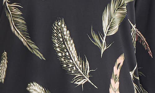 Jones New York Feather Print Knit Top In Black