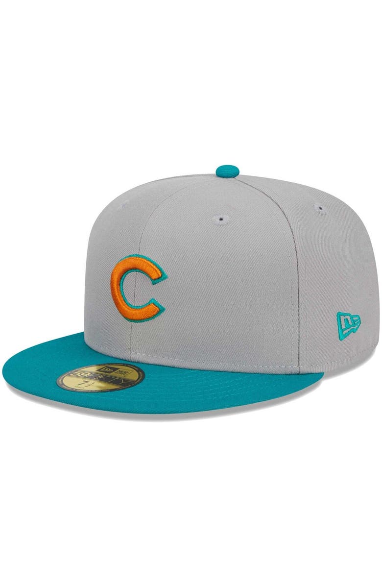 New Era Men's New Era Gray/Teal Chicago Cubs 59FIFTY Fitted Hat, Alternate, color, Gray