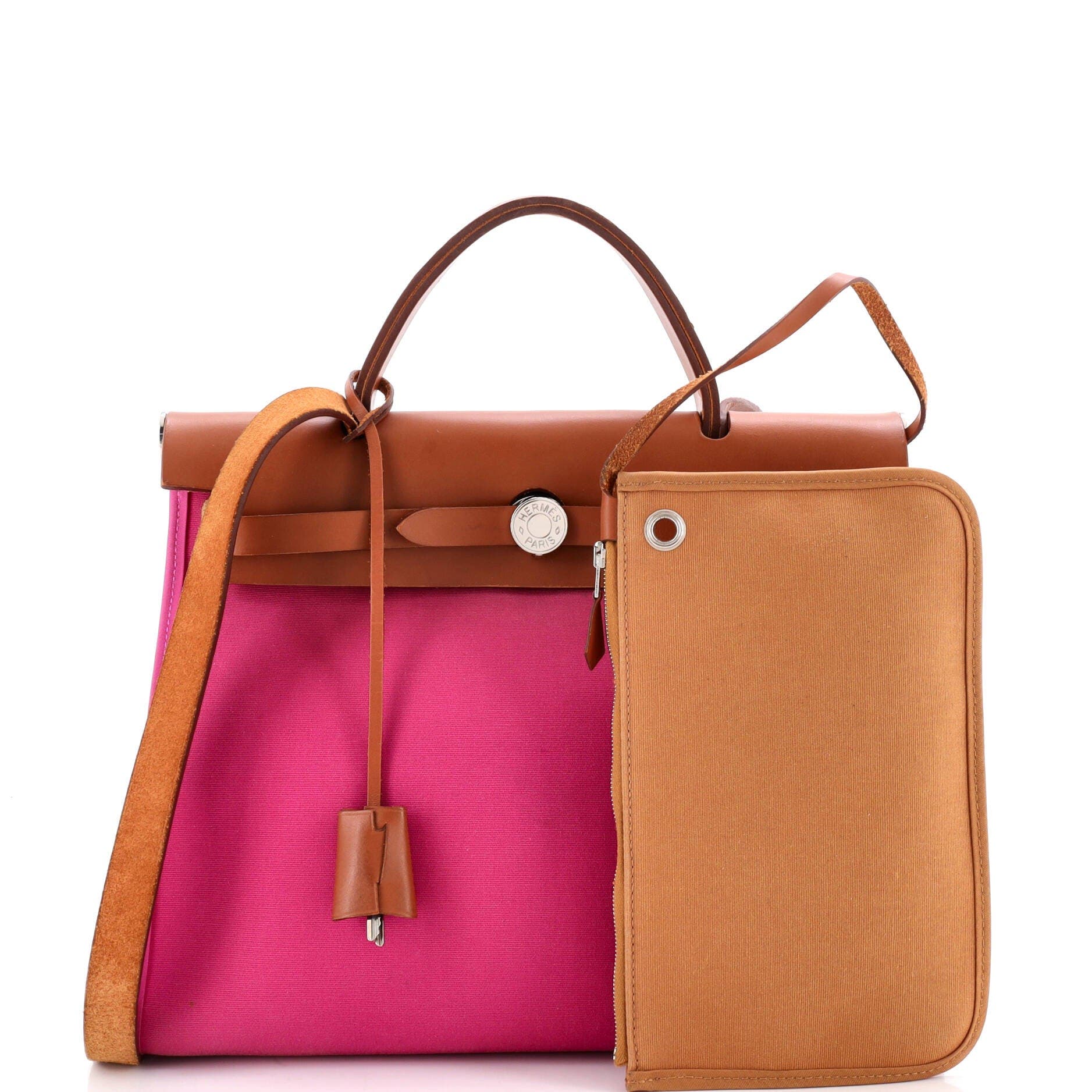 Pre-Owned Hermes Herbag Zip Leather and Toile 31, Alternate, color, Magnolia