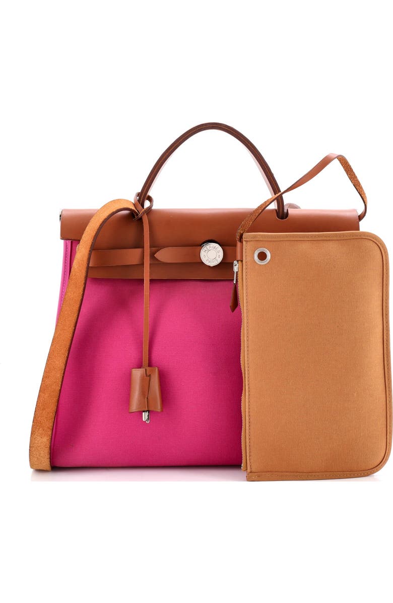 Pre-Owned Hermes Herbag Zip Leather and Toile 31, Alternate, color, Magnolia