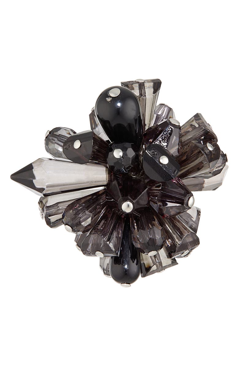 Carolina Herrera Crystal Cluster Earrings, Alternate, color, Black