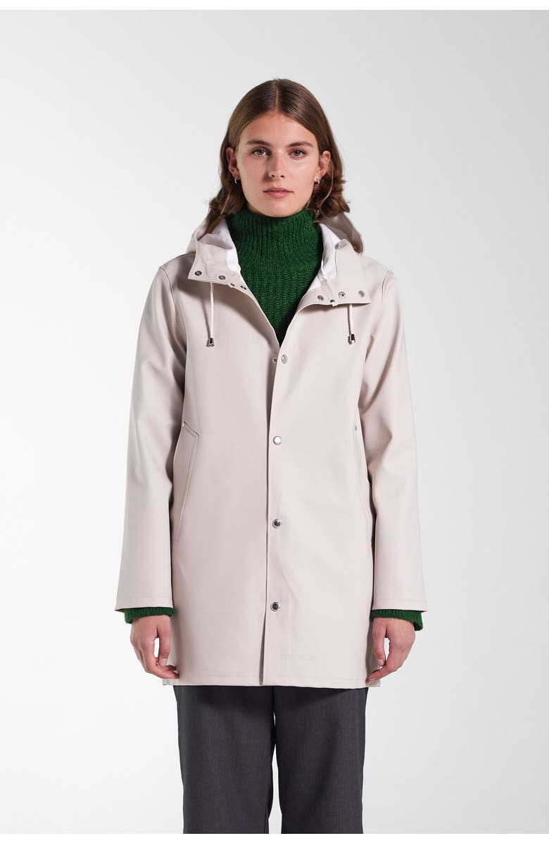 Stutterheim Stockholm Long Sleeve Hooded Raincoat, Main, color, Light Sand