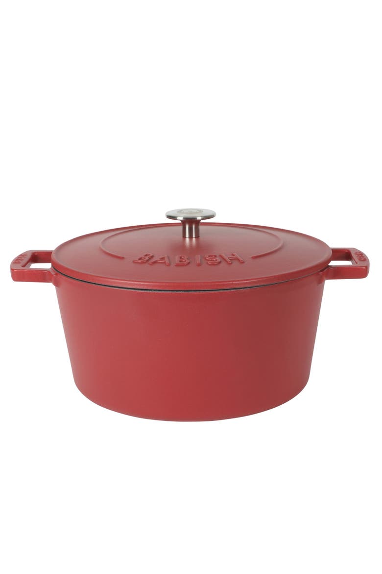 Matte Enamel Round Cast Iron Dutch Oven with Lid, Main, color, Red