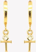 Rizen Jewelry Calvary Cross Huggie Hoop Earrings