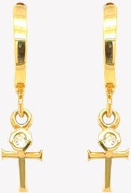 Rizen Jewelry Calvary Cross Huggie Hoop Earrings