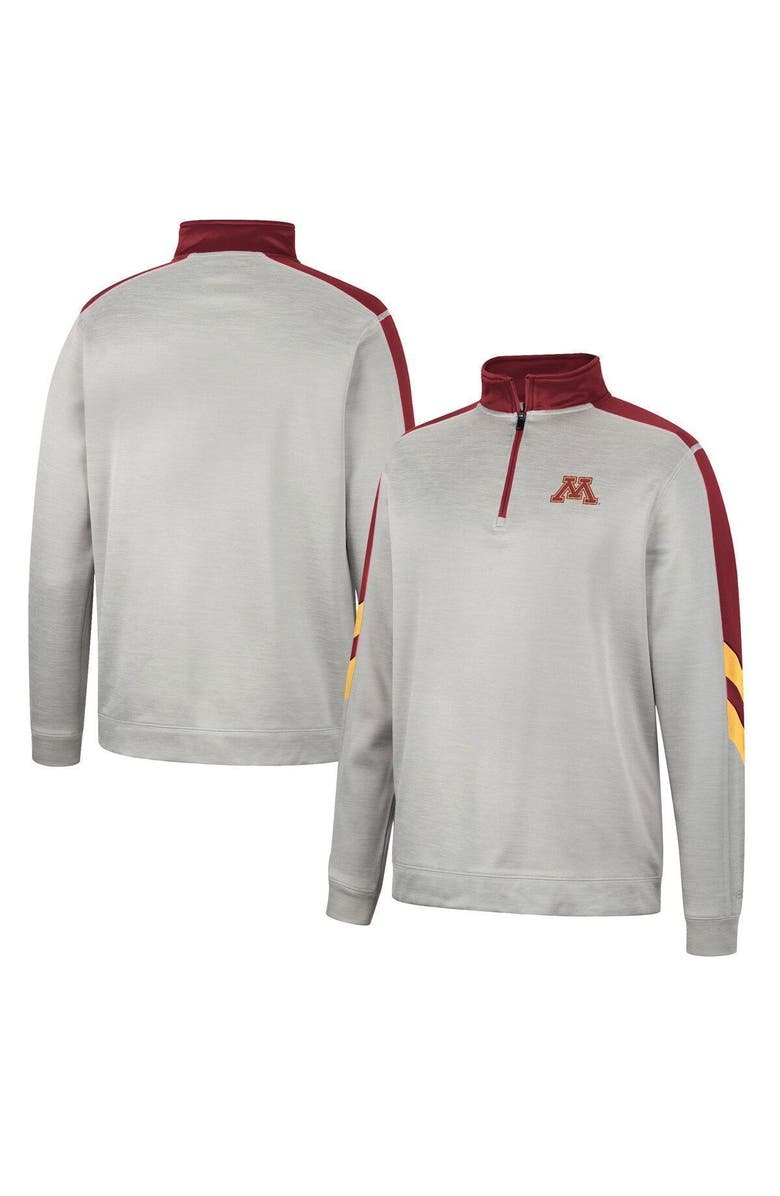 COLOSSEUM Men's Colosseum Gray/Maroon Minnesota Golden Gophers Bushwood Fleece Quarter-Zip Jacket, Main, color,