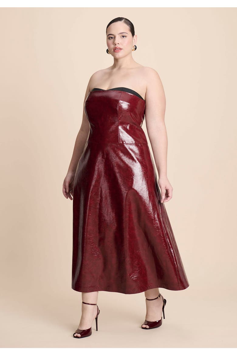 Textured Faux Leather Dress With Cup Detail, Alternate, color, POMEGRANATE