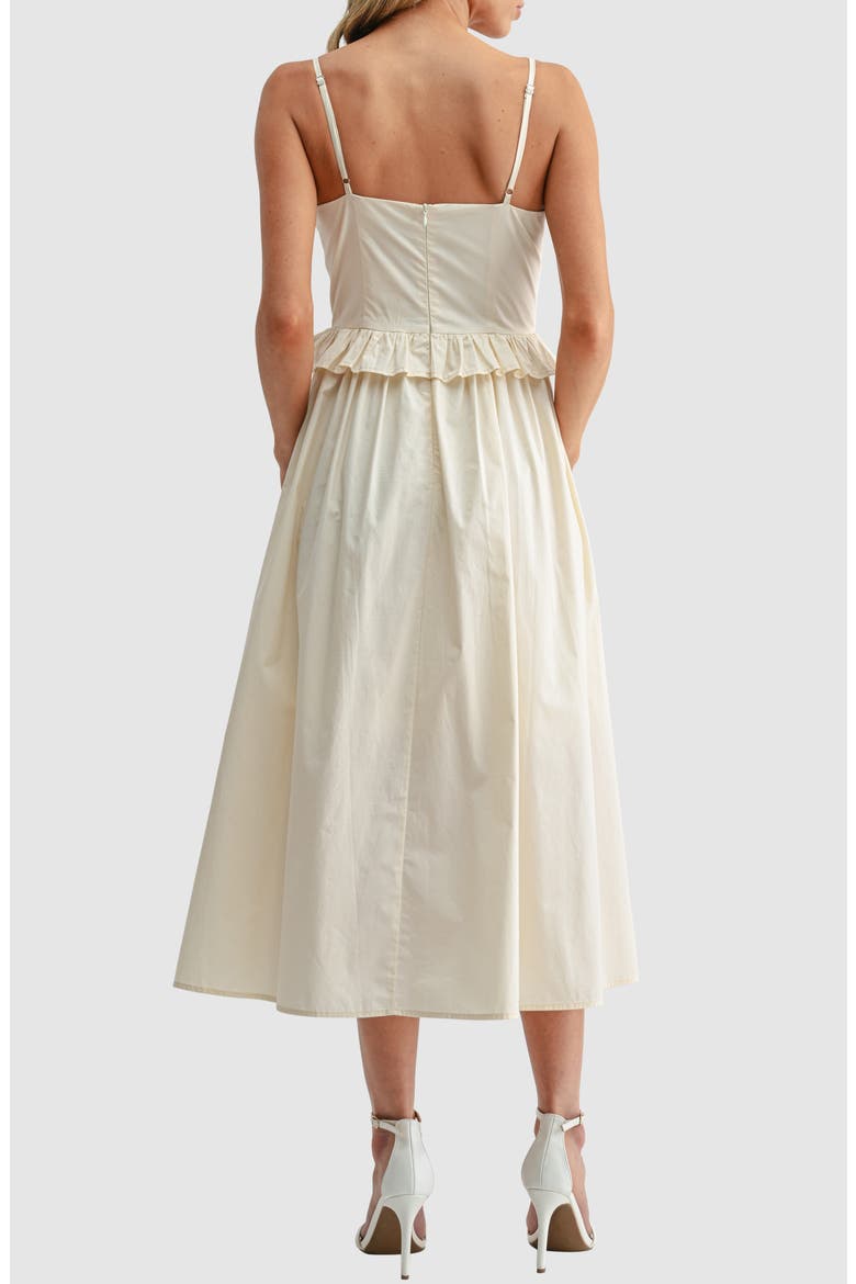 Ruffle Waist Cotton Midi Dress, Alternate, color, IVORY