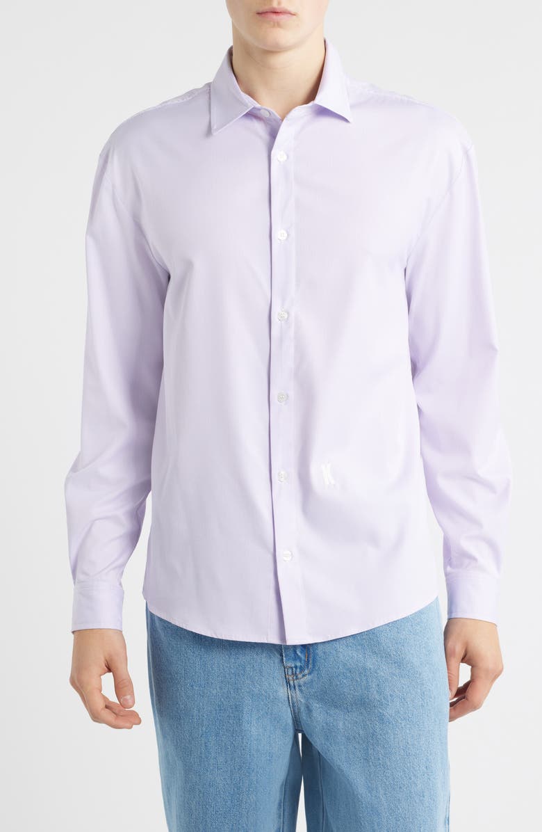 KROST Regular Fit Light Purple Pinstripe Cotton Button-Up Shirt, Main, color, Keepsake Lilac